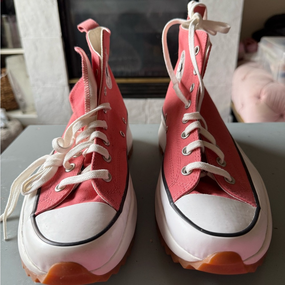 Converse Run star Salmon and White High-Top Sneakers. MAKE AN OFFER 🙂